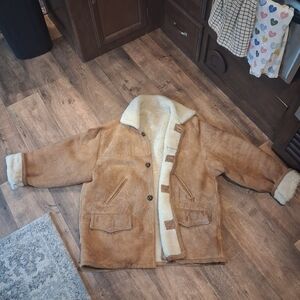 Vintage Suede Shearling Coat